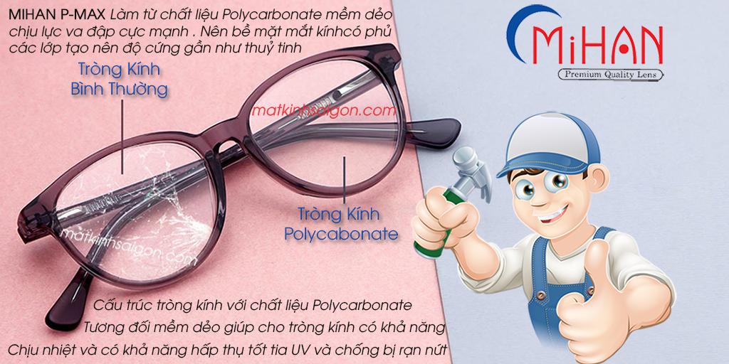 Tròng Kính Chống Bể MIHAN 1.56 Polycarbonate - Hover