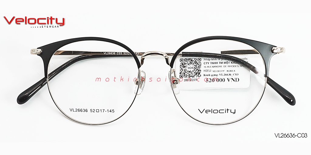 GỌNG KÍNH HỢP KIM VELOCITY VL26636-C03 - Hover