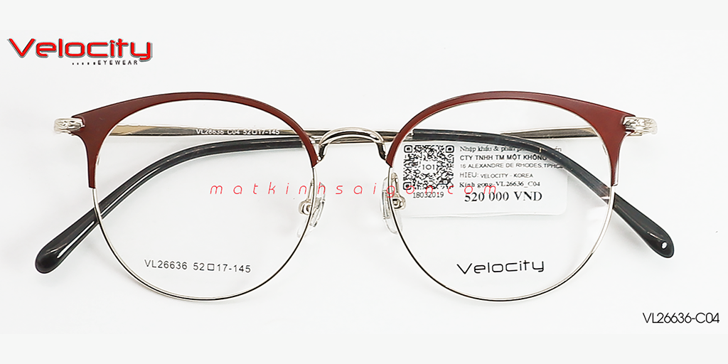 GỌNG KÍNH HỢP KIM VELOCITY VL26636-C04 - Hover
