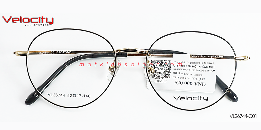 GỌNG KÍNH HỢP KIM VELOCITY VL26744-C01 - Hover