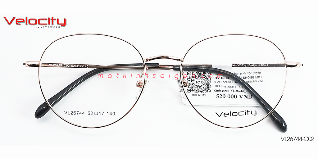 GỌNG KÍNH HỢP KIM VELOCITY VL26744-C02 - Hover