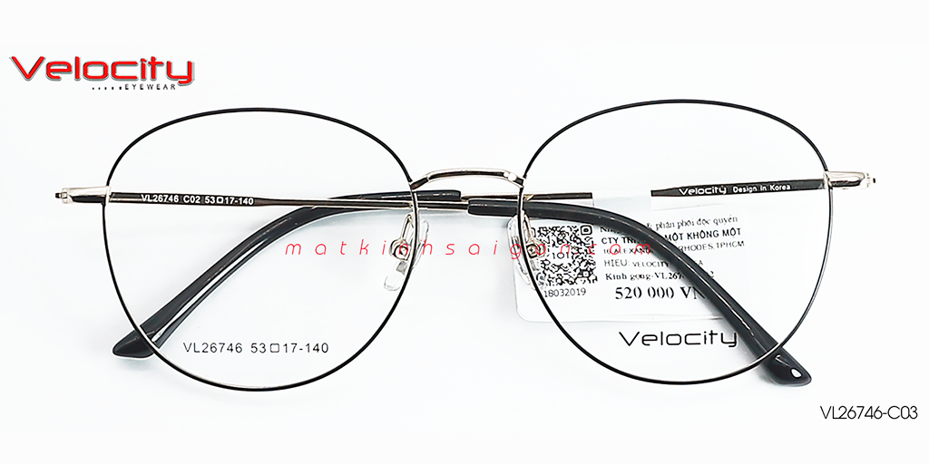 GỌNG KÍNH HỢP KIM VELOCITY VL26746-C02 - Hover