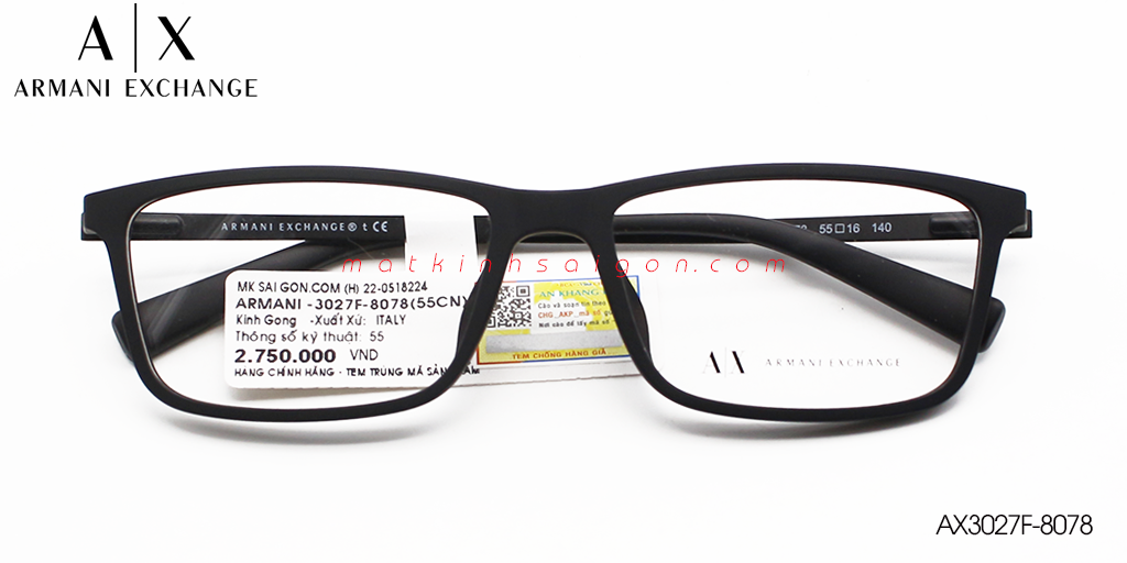 Gọng Kính Nhựa TR90 Armani Exchange AX3027F-8078 - Hover