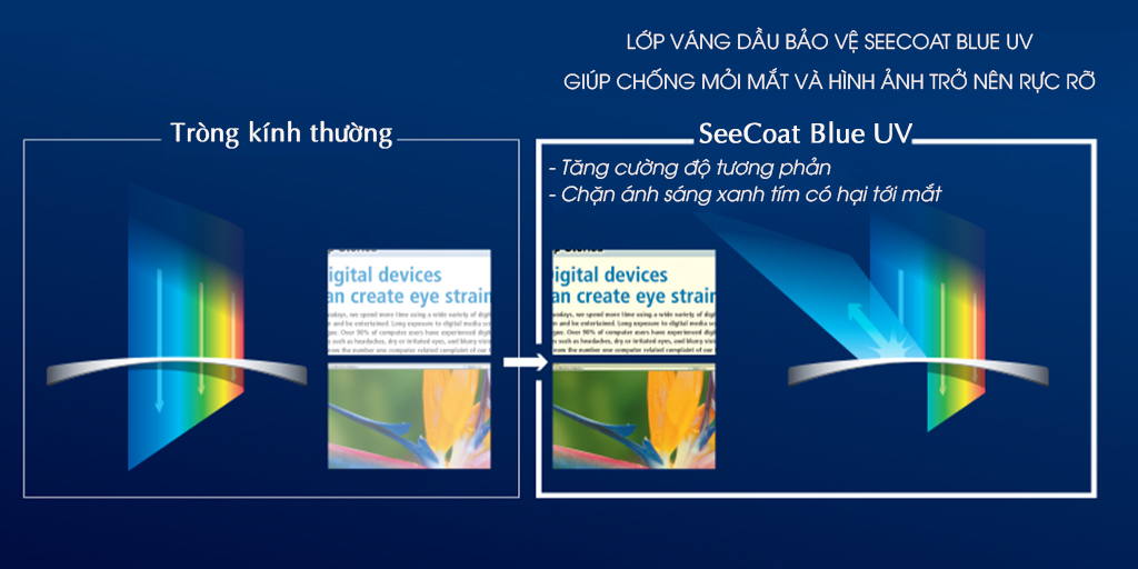 Tròng Kính Lọc Ánh sáng xanh Nikon 1.60 Lite AS SeeCoat Blue UV - Hover