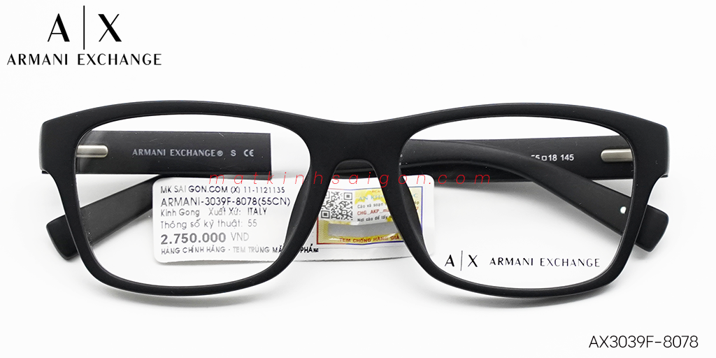Gọng Kính Nhựa TR90 Armani Exchange AX3039F-8078 - Hover