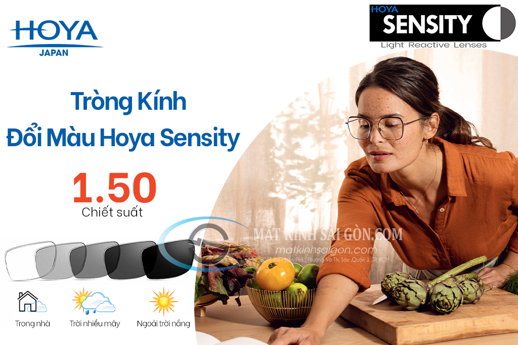 Tròng Kính Đổi Màu 1.50 Hoya Sensity