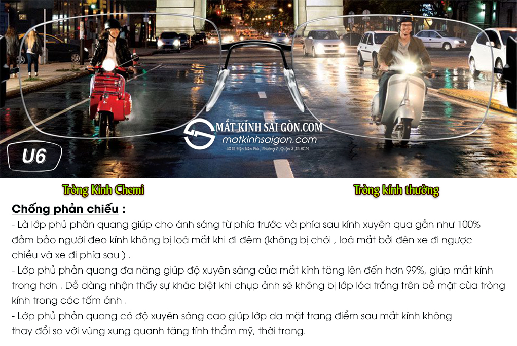 Tròng Kính 1.67 Chemi U6 BLUE LIGHT CUT - Hình 9