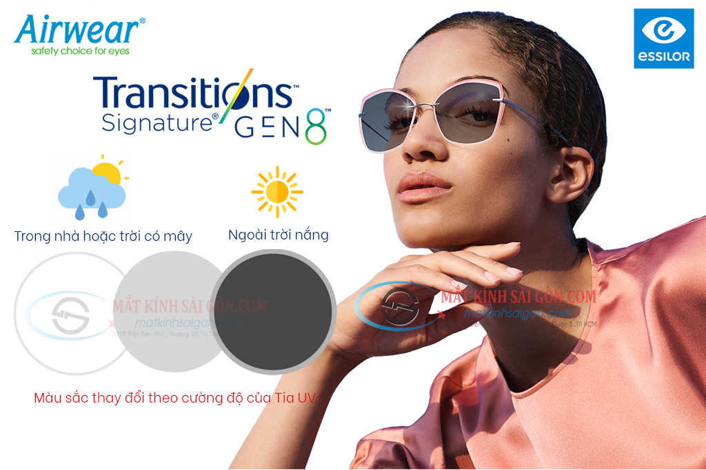 Tròng Kính Đổi Màu Chống Bể 1.59 Essilor Airwear - Hover