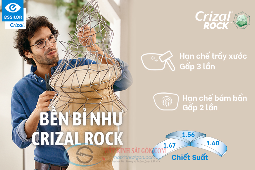 TRÒNG KÍNH 1.67 ESSILOR CRIZAL ROCK - Hover