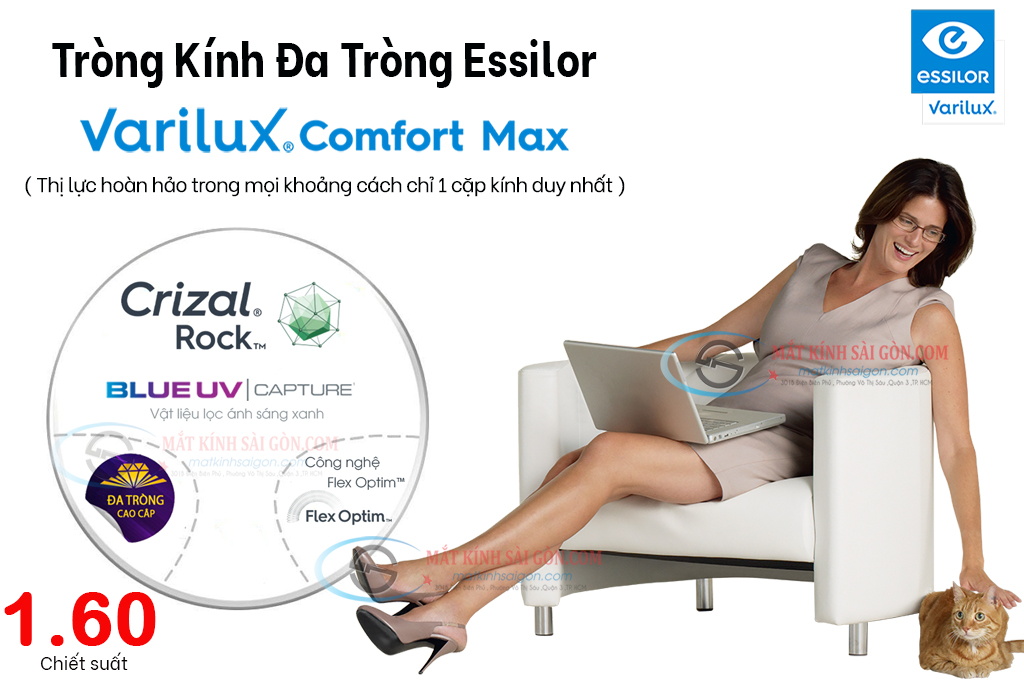 Tròng Kính Đa Tròng 1.60 Essilor Varilux Comfort Max