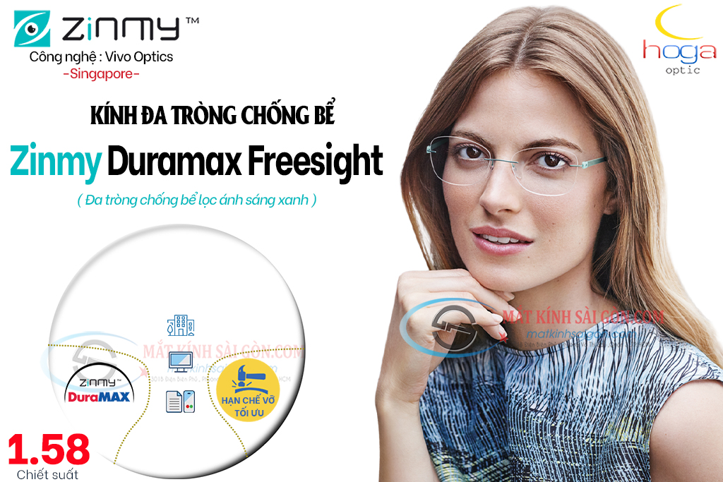KÍNH ĐA TRÒNG CHỐNG BỂ 1.58 ZINMY DURAMAX FREESIGHT