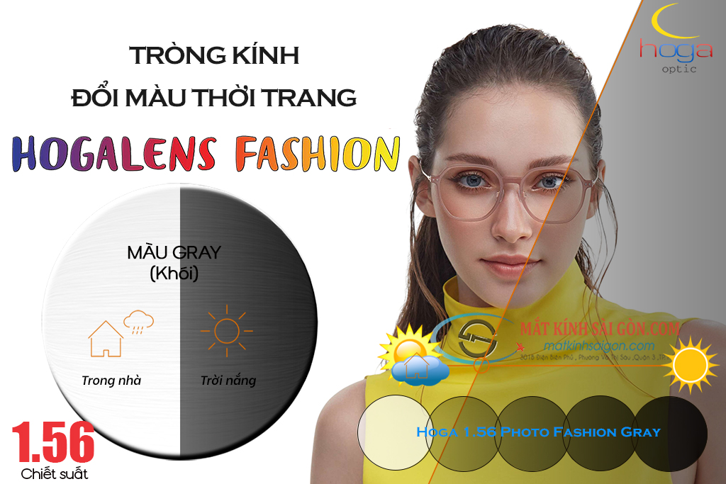 TRÒNG KÍNH ĐỔI MÀU HOGA 1.56 PHOTO FASHION GRAY