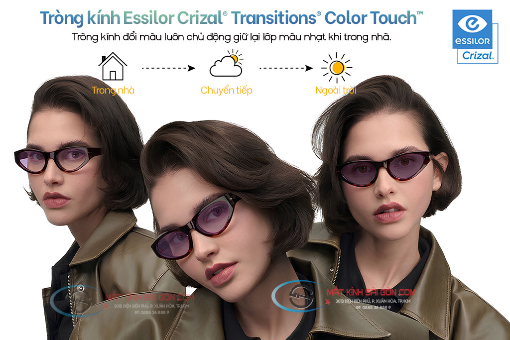 Tròng Kính Đổi Màu 1.50 Essilor Crizal® Transitions® Color Touch™ - Hình 2